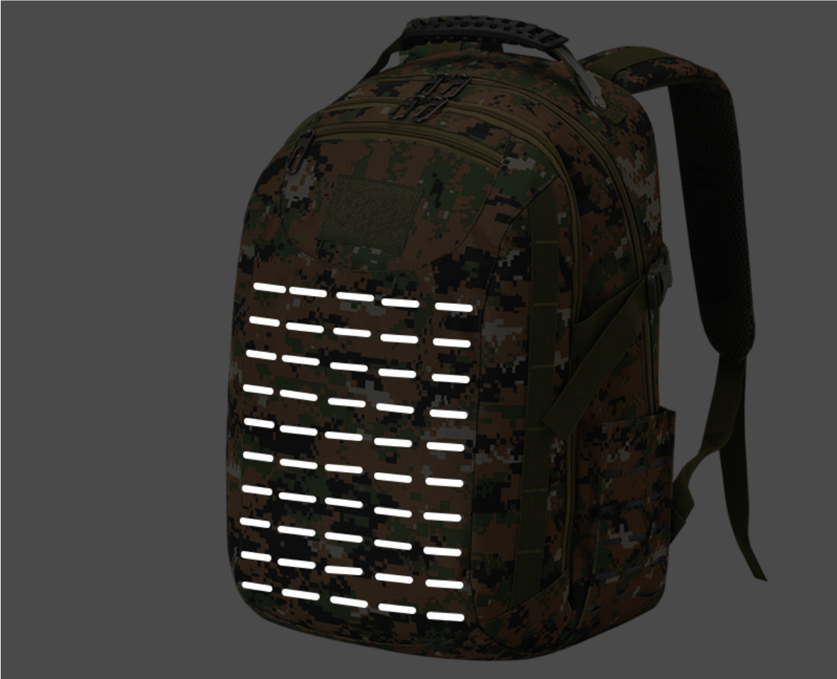 Anti Theft Rechargeable USB Military Hiking Backpack 60L Camouflage