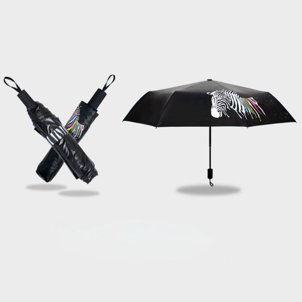 Customized Black Coated Color Changing Umbrella with Steel Ribs and Polyester Fabric