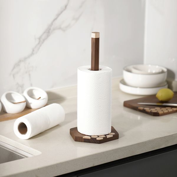 Logo Customized Logo Acceptable Varnished Wooden Toilet Paper Holder for Bathroom