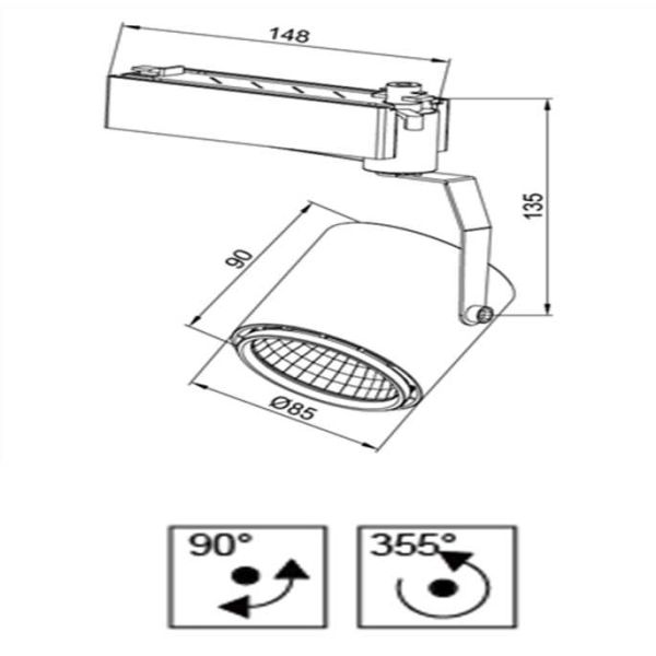 CRI 90Ra 8Watt LED Track Lights Dimmalbe 200 - 240Vac For Superstore