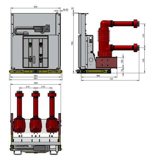 VD4 MV Circuit Breaker 24kV 1250A 3 Pole Circuit Breakers Indoor
