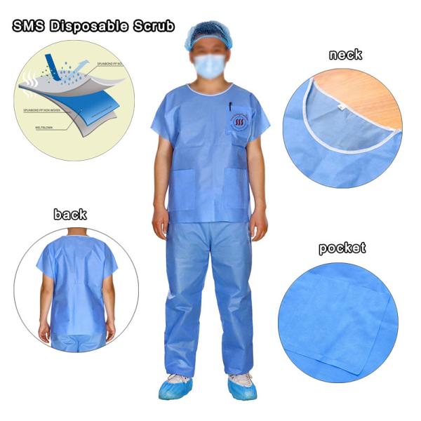 OEM 50gsm To 70gsm Hospital Surgical Scrubs Breathable Unisex Scrub Suit