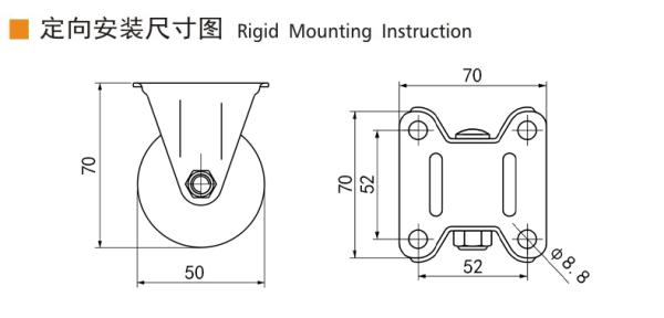 EDL 2 Inch Plate  Equipment Caster By Rigid Swivel Brake Type M412P-16 250kg Road