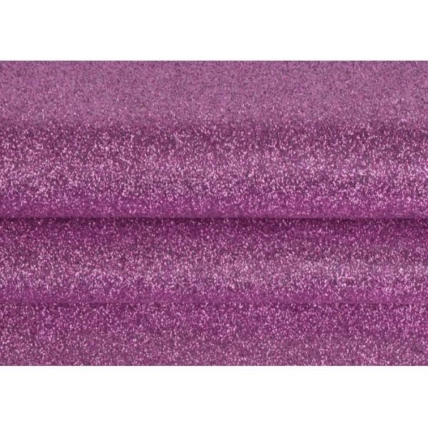 Purple Wedding Card Chunky Glitter Fabric , Shining Surface Fine Glitter Fabric