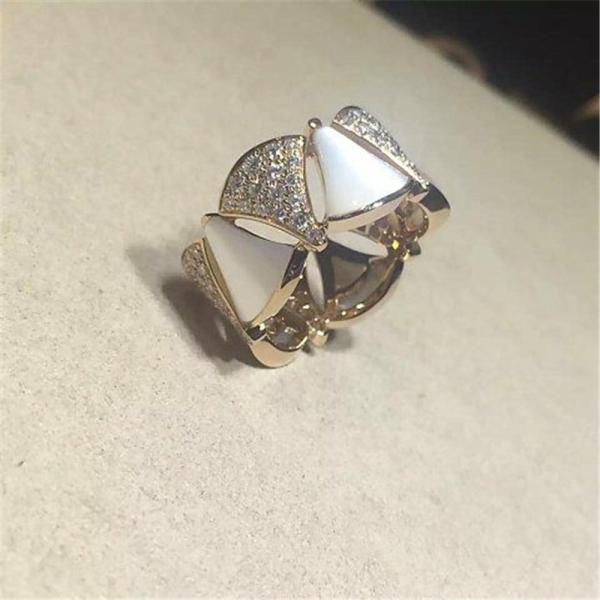 Luxury jewe factory divas' dream  series ring 18k white gold yellow gold rose gold diamond fritillaria ring