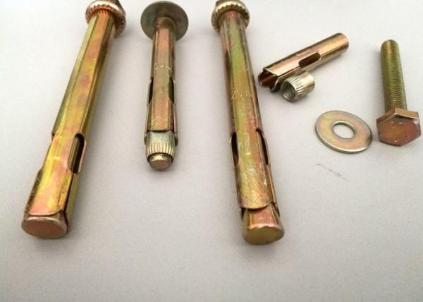Yellow Zinc M12 Sleeve Anchor Bolts With Hex Flange Nut And Flat Washer