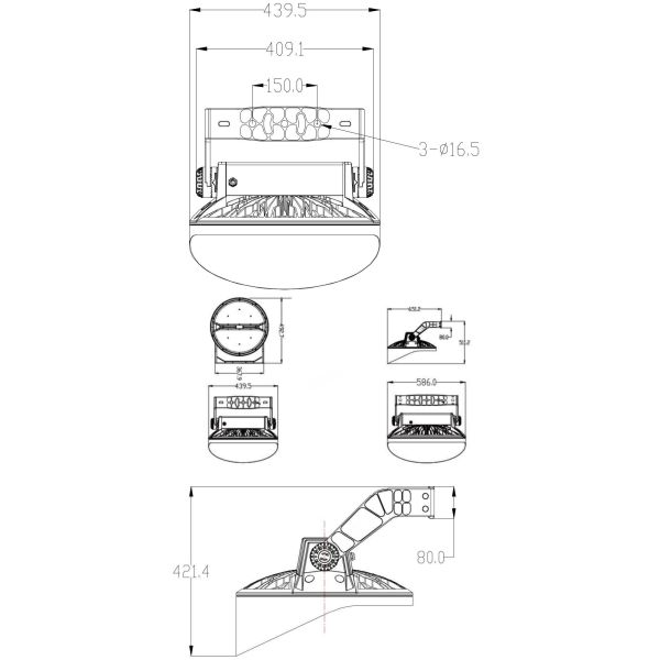 Высокомощный светодиодный высокозащитный фонарь с IP66 пылезащитным DALI для внутренних наружных больших спортивных полей Бадминтонный корт