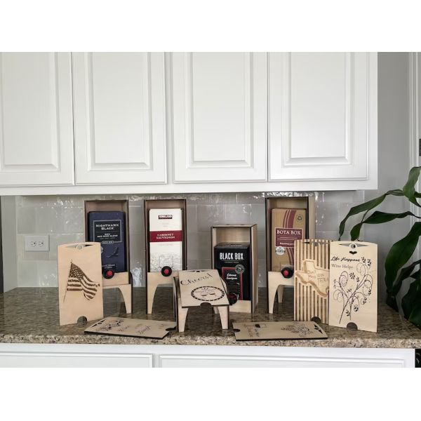 Wooden Wine Box Display Stand for Multiple Sizes of Boxes Hand Crafted Winebox Holder