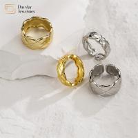 o ouro 18k real chapeou anéis largos da faixa acopla a textura ondulada ajustável