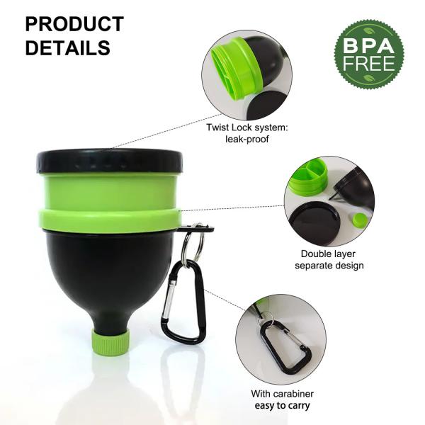 Food 4 OZ/120Ml Protein Powder Funnel with Keychain Portable and Convenient Dispenser