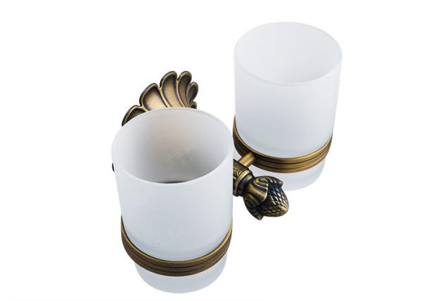 Antique Brass Bathroom Fittings Double Tumbler Holder Brass Material For Hotel