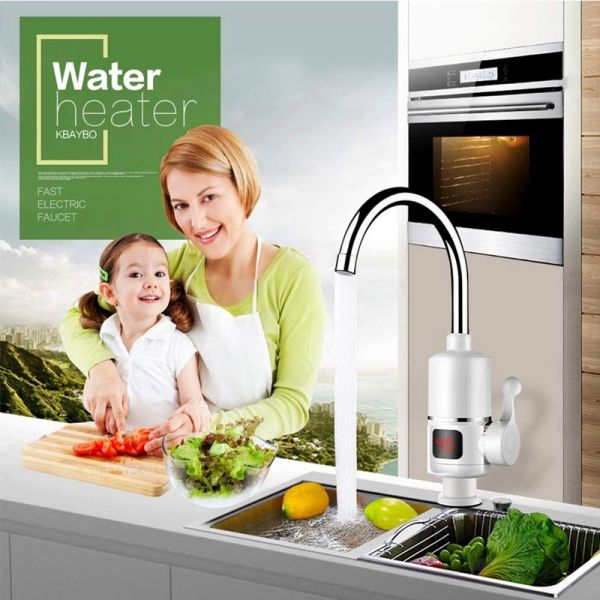 Hot Cold 3kw Instant Electric Heating Faucet ABS Plastic Body Bathroom Sink Water Tap