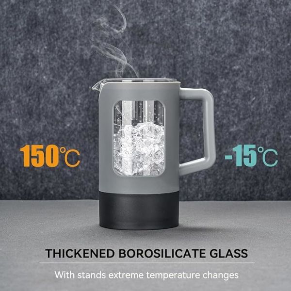 Portable Double Wall Glass French Press Stainless Steel Borosilicate Glass French Press