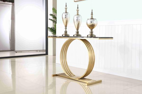 Tabela de console de aço inoxidável superior de mármore luxuosa da sala de visitas do canto do corredor da base decorativa