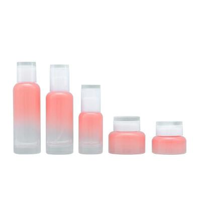 100ml 120ml Luxury Cosmetics Packaging Pink Glass Acrylic Lotion Essence Face Cream Jar
