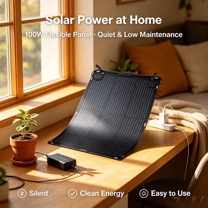 105W Off‑Grid Bendable Solar Panel, IP68 Waterproof Junction‑Box Solar Panel for Outdoor Living