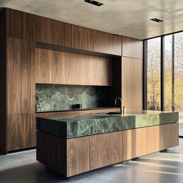 Modern Custom Modular Dark Color Matt Lacquer Kitchen Cabinet Villa Custom Kitchen With Hanging Island
