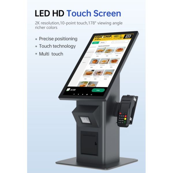 23.8 Inch Restaurant Self Service Kiosk with NFC POS Terminal LCD Android Touch Screen for Payment Self-Ordering Terminal