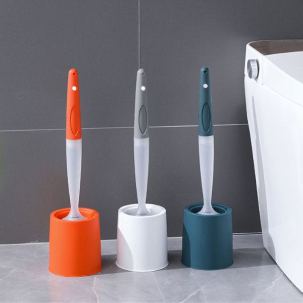 Bathroom Oem Toilet Bowl Cleaning Brush Silicone Plastic Holder Head Soft Tpr