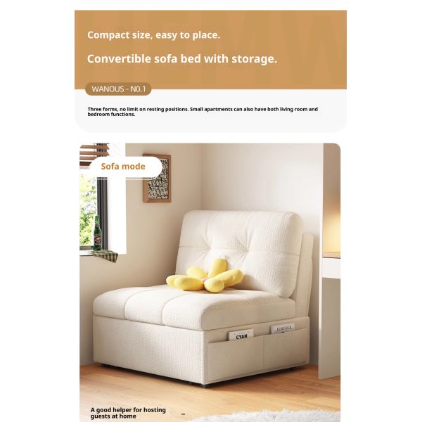 Modern Design Modular Multifunctional Fabric Single Folding Sofa Bed Extendable Leisure Lounge Chair Pull Out Sofa Bed