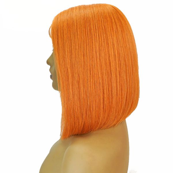 14inch HD Lace Front Bob Wigs with Natural Orange Silky Straight Human Peruvian Hair