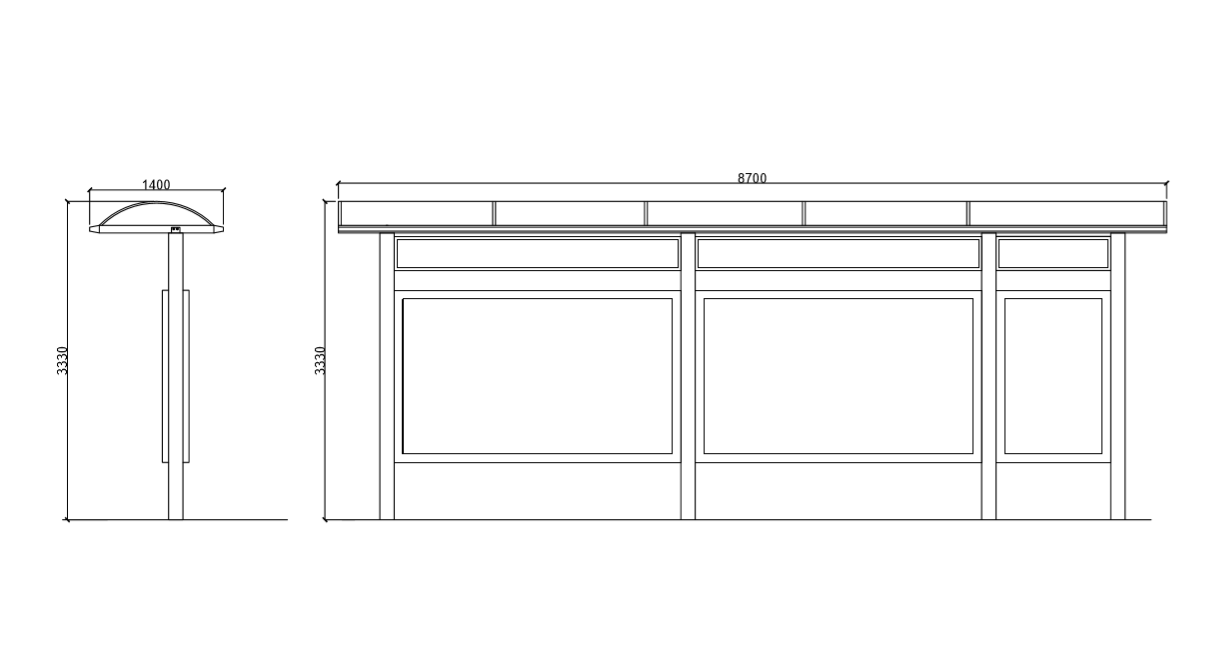 Street Transit ISO9001 H280cm Aluminum Bus Shelter