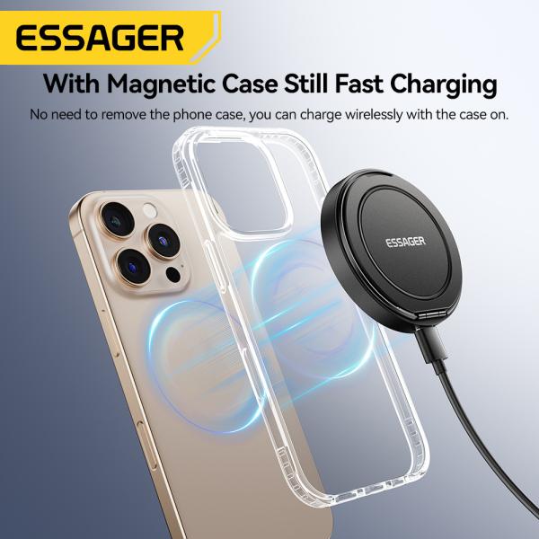 ESSAGER ES-WC18 15W Fast Wireless Charger for Best Phone Stand Charging PD Function and Fast Charging