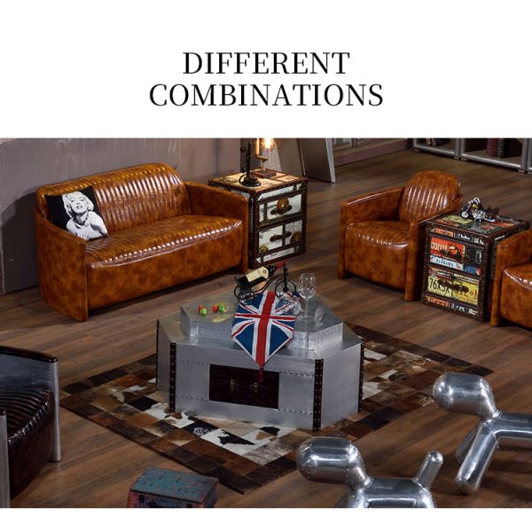 Nidea #8633 Industrial Retro American Style Aluminum Coffee Tables Handmade Durable Antique Home Furniture for Living Home Bar Villa Hotel