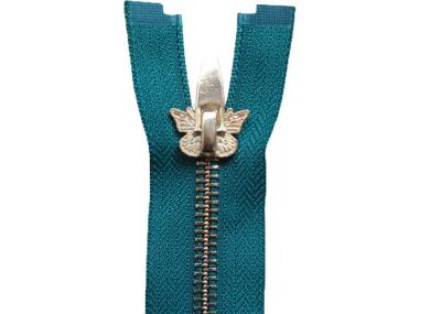 Butterfly Shape Pulls Large Metal Zippers , Golden Metal Large Industrial Zippers