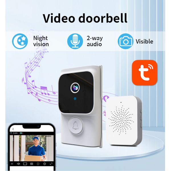 2 Way Intercom Smart Home Security Package 1080p Doorbell Camera 800mAh Battery 75° Wide Angle
