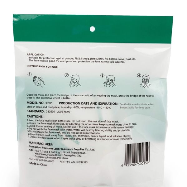 Best Quality Guangzhou Manufacturer Powecom Gb26262006 Kn95 face mask with EUA WHITE LIST