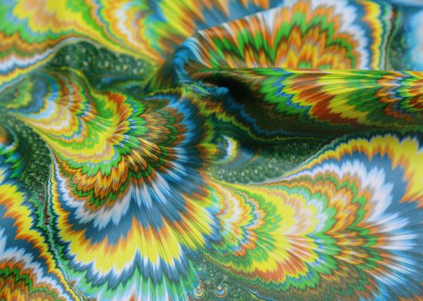 0.5 Mm Printed PU Leathergreen And Yellow Peacock Feather For Garment Shoes