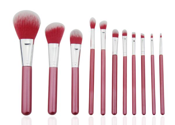 Beautiful Travel Professional Makeup Brush Set 11 Piece With Nylon Hair Red Color