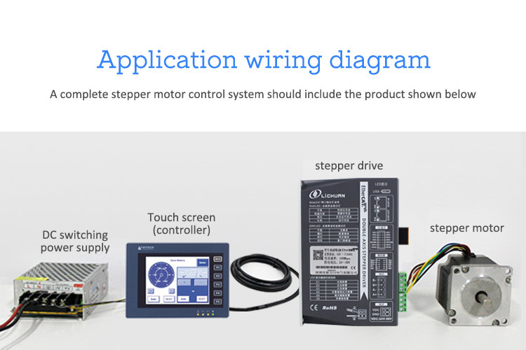 Lichuan 2A DC Open Loop Stepper Motor Drivers Kit EtherCAT 3.5N.m 2 Phase Nema24 DC24V~50V 4.0A