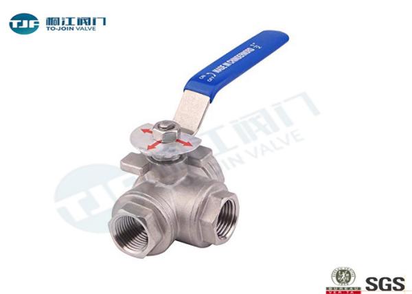Threaded 3 Way Industrial Ball Valve ASTM A351-CF8M Type With Mounting Pad