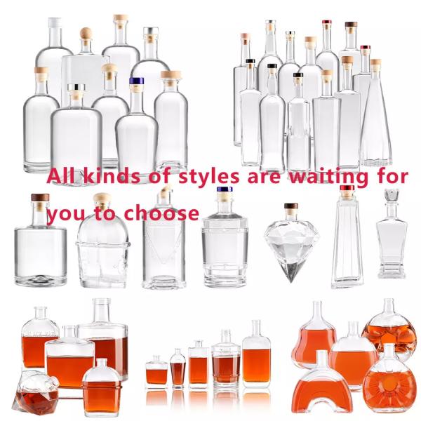 Base Material Glass Bottle with Cork Stopper 200ml 375ml 500ml 750ml Cosmetic Packing