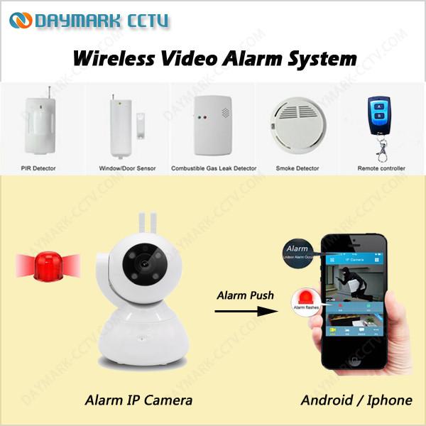 Indoor wifi direct connection hd security camera with RF433 alarm sensors