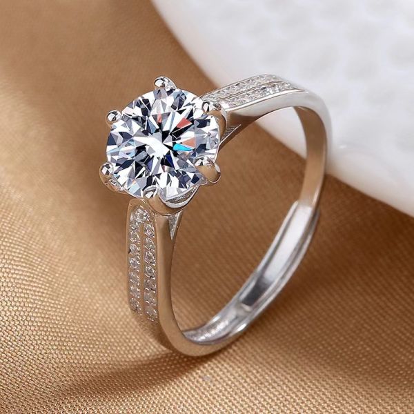 La mode Moissanite Or Anneau en acier inoxydable Argent Diamant Anneaux de fiançailles pour femmes