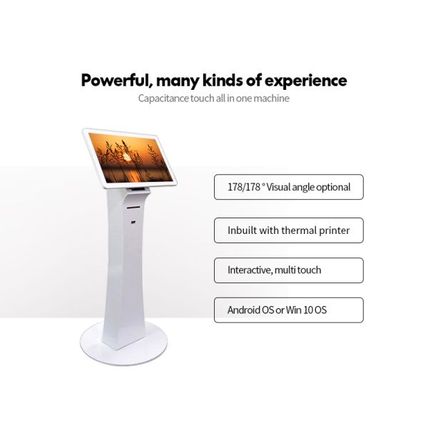 Rk3288 CPU Self Service Lcd Signage Display With Printer 300cd/M2