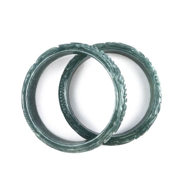 Real Women's Natural Carved Jade Bangles Polished Technique for Body Decoration Equipment