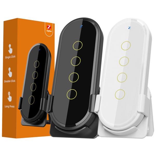 Tuya ZigBee Smart Home Scene Switch 4 Gang 12 Scene Touch Light Switch Remote Control Smart Life App