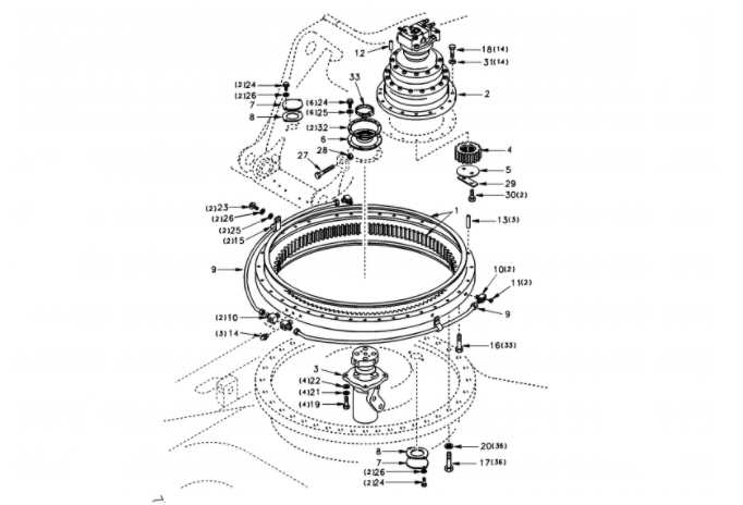 1155-01080 кольцо нося, кольцо Slewing ряда экскаватора EC240