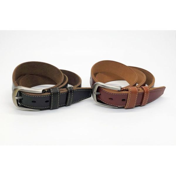 Zinc Alloy Buckle Mens Casual Leather Belt 100 - 140cm Length Black / Red Color
