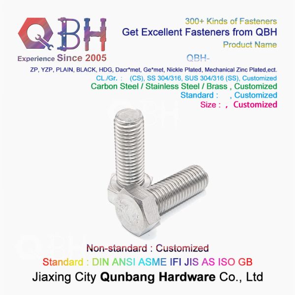 Стальное поверхностное покрытие равнины болта с шестигранной головкой 304 M2-M20