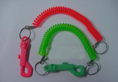 Muti Colors Short Bungee Spring Coil PlasticTrigger Snap Coil w/Key Ring