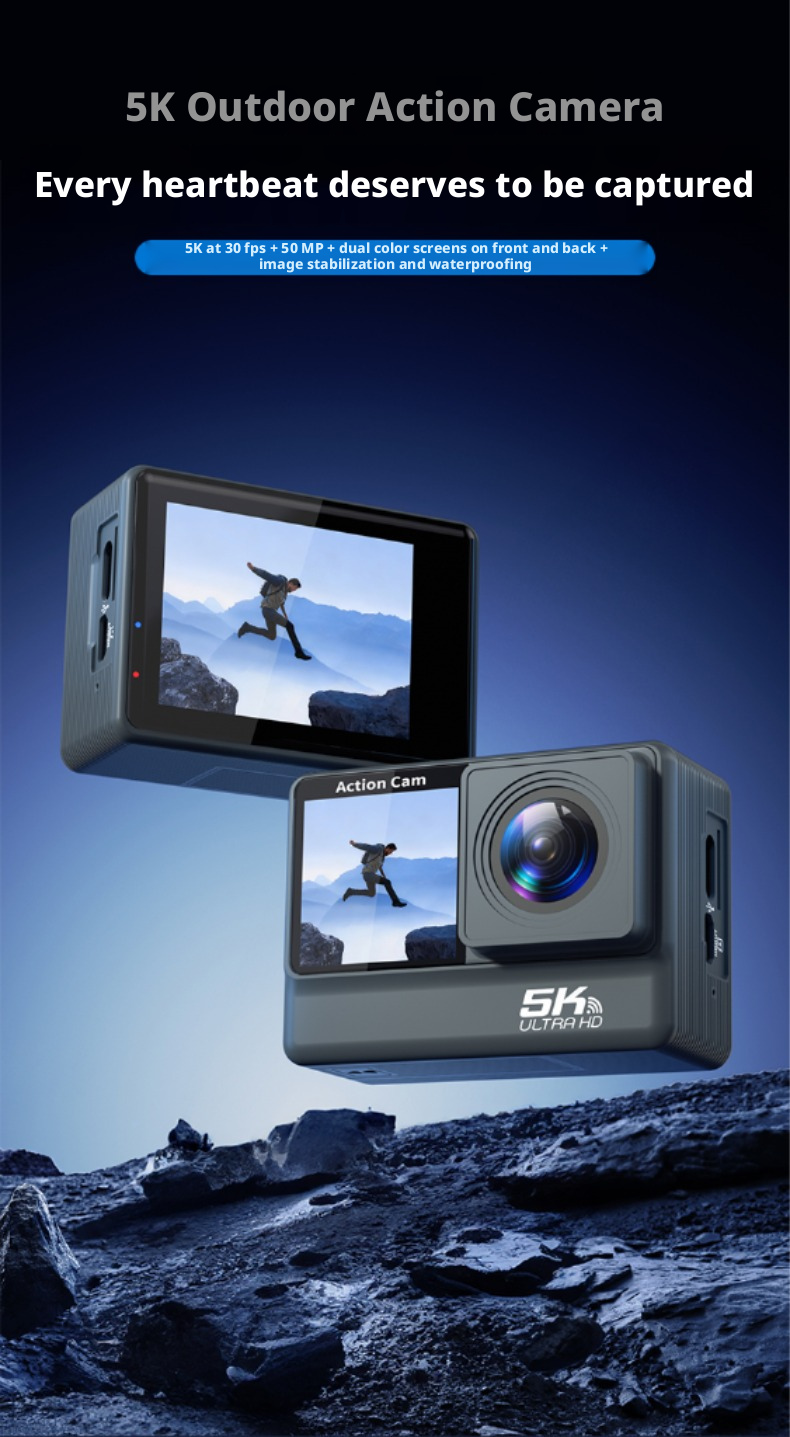 DLC 30M Depth Waterproof 6 Axis Gyro Stabilization Action Cam Dual Selfie Screen WiFi Mobile Control Outdoor Sports Camera