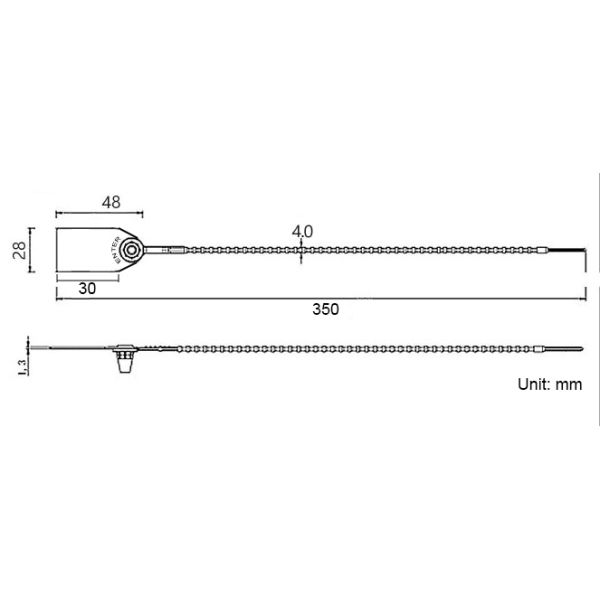200N Laser Print Tamper Evident Plastic Security Seal 350mm Length US-PS350B