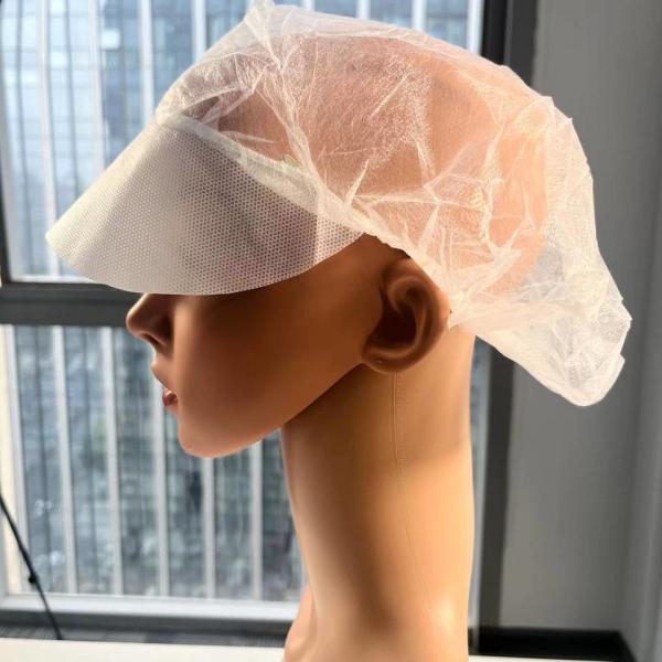 Workshop Food Industry PP Hair Cover White Disposable Non Woven Bouffant Peak Caps