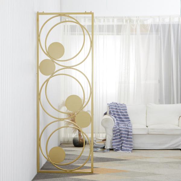Stylish Gold Stainless Steel Room Divider Round Modern Partition For Living Room