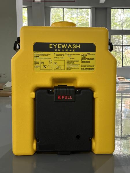 Station de lavage oculaire portable 14 gallons jaune conforme aux normes ANSI Z358.1 OSHA